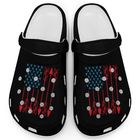 Vintage USA Red White Archery Arrow American Flag Clogs
