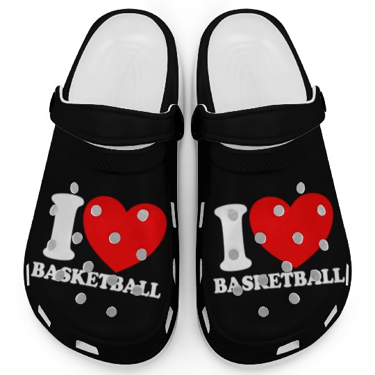 I Love Basketball Red Heart Hoop B-Ball Basketball Clogs