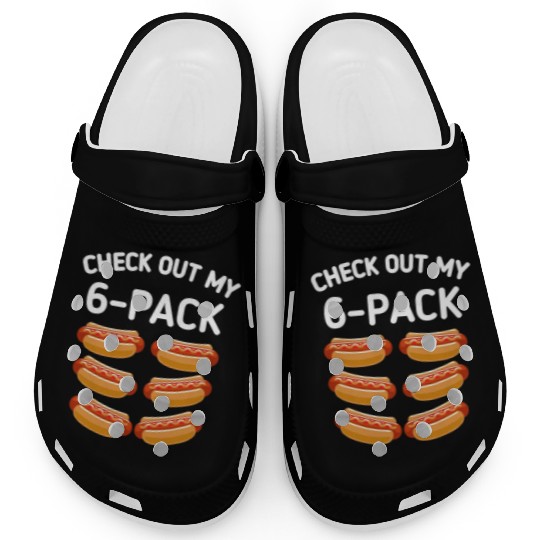 check out my 6 pack Hot dog funny gift hot dogs Clogs