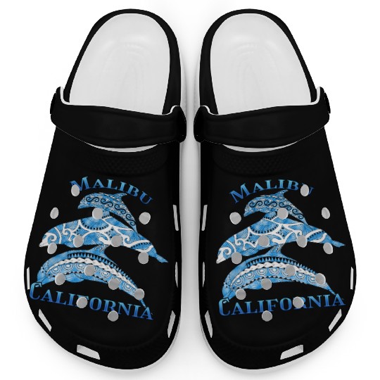 Malibu California Vacation Tribal Dolphins Clogs