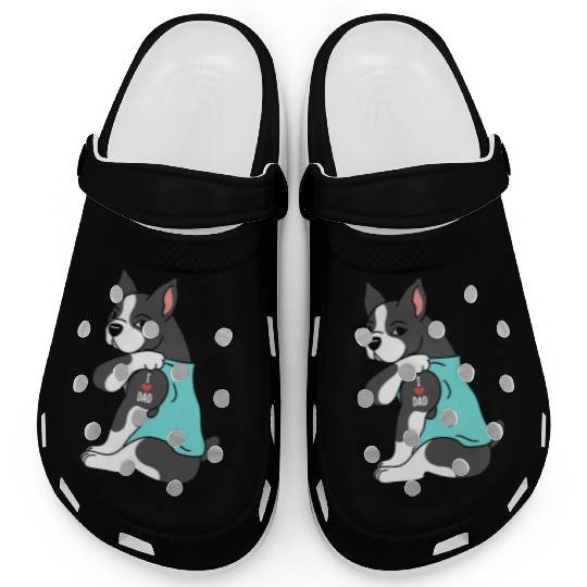 I Love Dad Boston Terrier Clogs