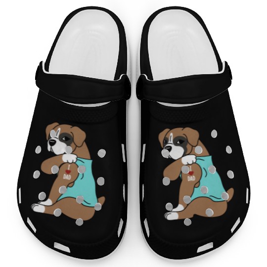 I Love Dad Boxer Dog Clogs
