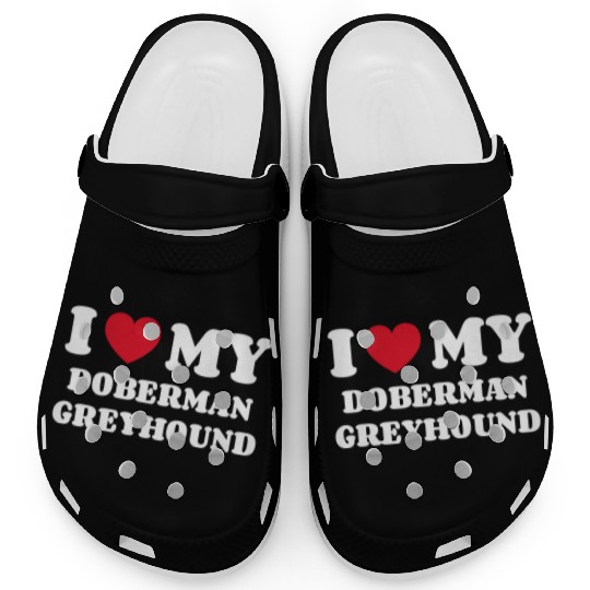 I Love My Doberman Greyhound Clogs