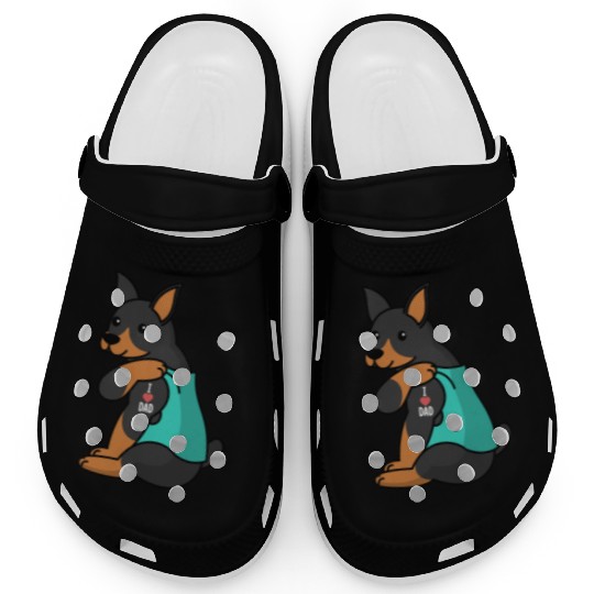 I Love Dad Doberman Clogs