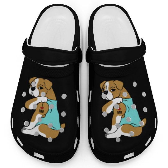 I Love Dad English Bulldog Clogs