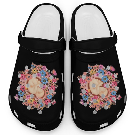 Midwife Flowers Butterfly Baby Doula Clogs