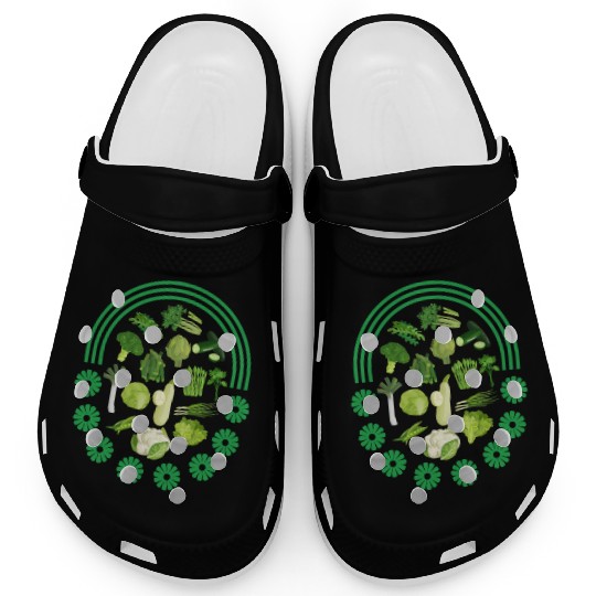 Vegetables Clogs, Green Vegetables Rainbow Clogs,