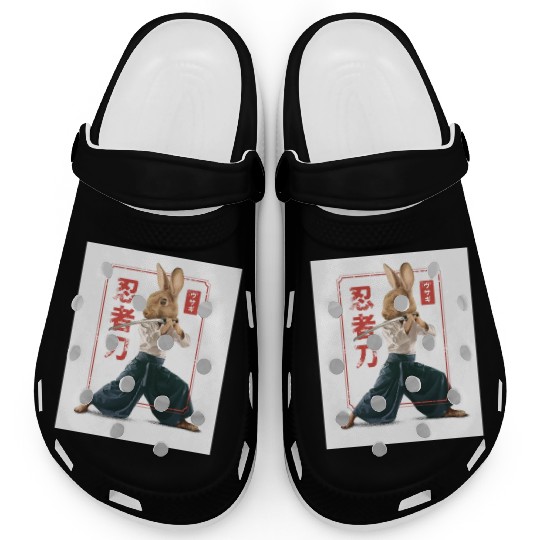 Rabbit with katana Rabbit with katana gift inspira Clogs