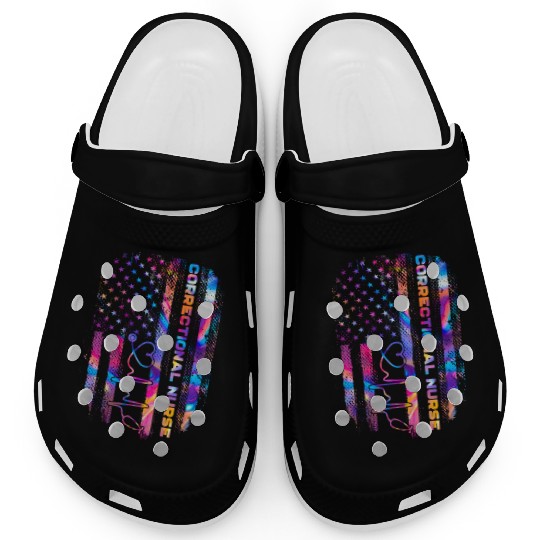 correctional nurse - US flag Clogs
