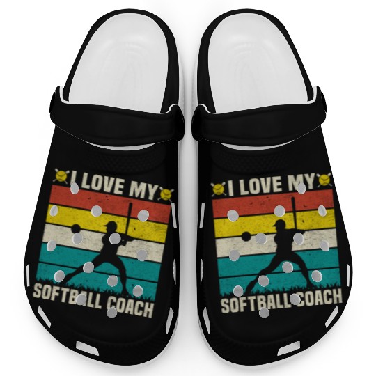 Retro Vintage Style I Love My Softball Coach Clogs