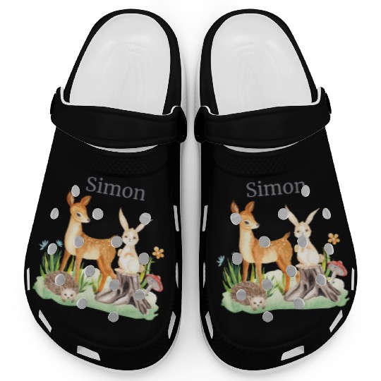 Waldtier Waldtier Reh Hase Hedgehog Flowers Name Clogs