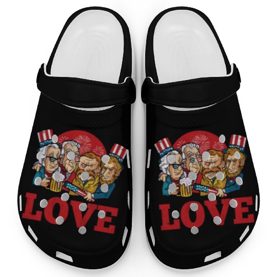 Love America American Presidents USA 4th Of July Clogs