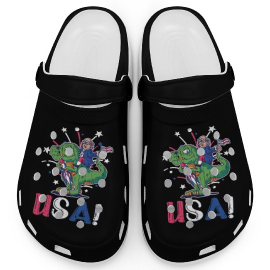 America Washington Dinosaur USA 4th Of July Clogs