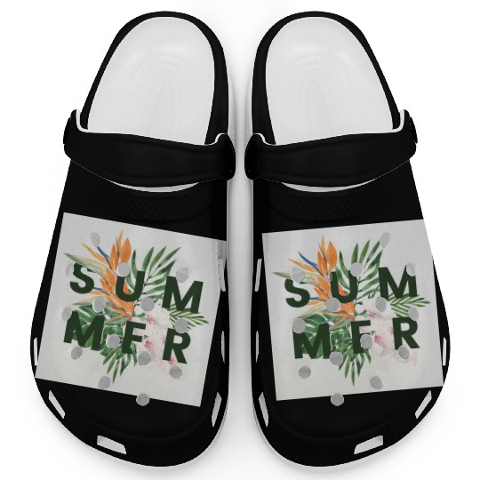 Green Illustration Summer Clogs