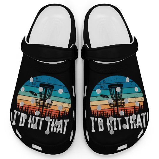 I'd Hit that Funny Disc Golf Sunset Gift Clogs