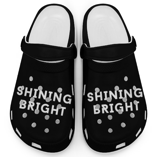 Black and White Shining Bright Typography Clogs