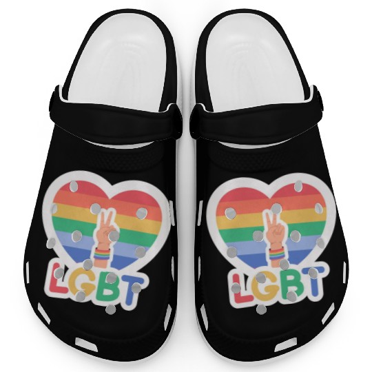 Pride flag heart - Pride quote lgbt community Clogs