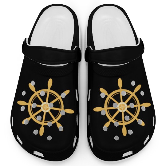 Ship's Wheel, nautical star & cardinal directions Clogs