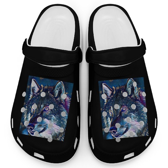 Cut Out Sticker Of Wolf In Midnight Clogs