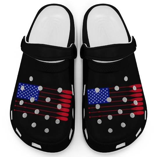 Cool American Flag Rowing Oar Funny Paddle Lover Clogs