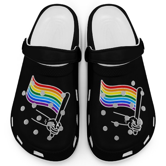 LGBT pride rainbow heart Clogs