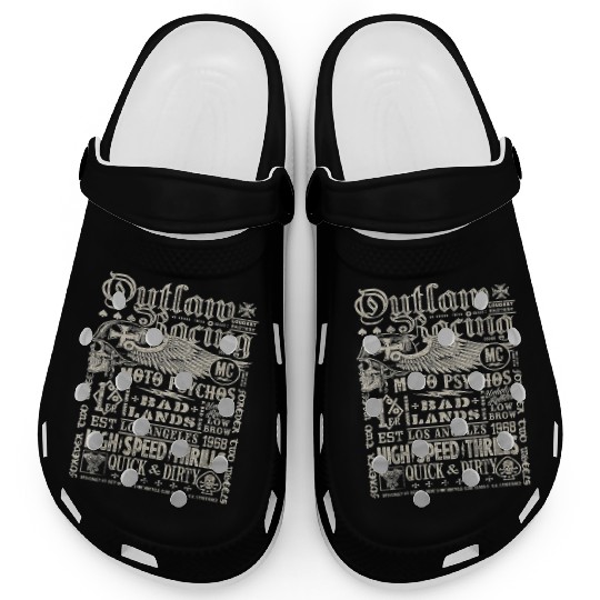 Womens Outlaw Racing Moto Psychos Skull Biker Clogs