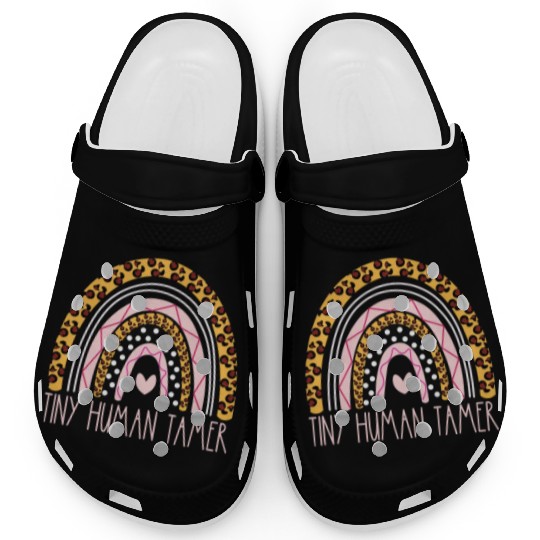 Tiny Human Tamer Bohemian Rainbow Daycare Teacher Clogs