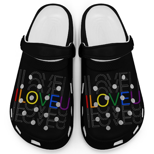 LGBT pride rainbow heart I Love You Clogs