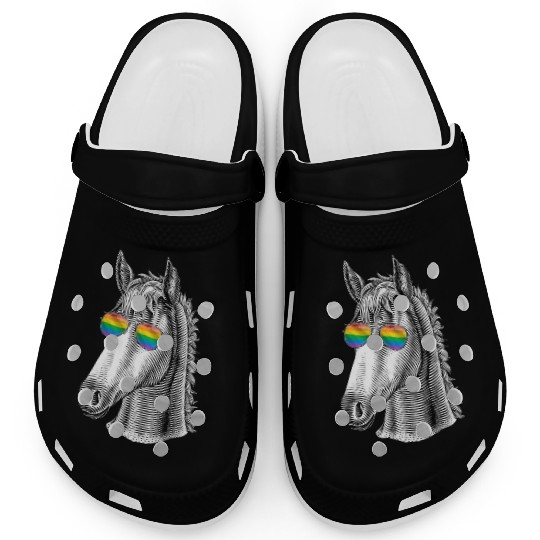 Funny Horse LGBT Rainbow Flag Gay Pride Clogs