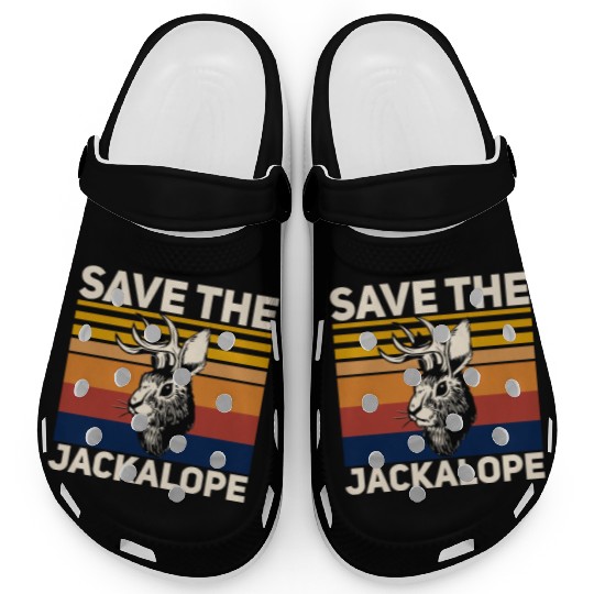 Save The Jackalope , Vintage Retro Camping Lover Clogs