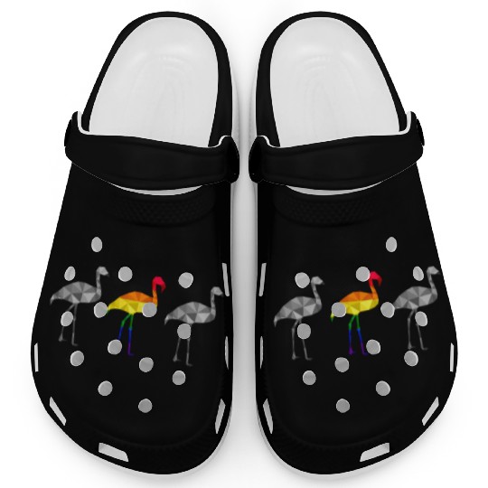 Flamingo LGBTQ Gay Pride Rainbow Flag Different Clogs