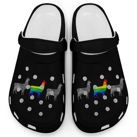 Llama Alpaca LGBTQ Gay Pride Rainbow Flag Clogs