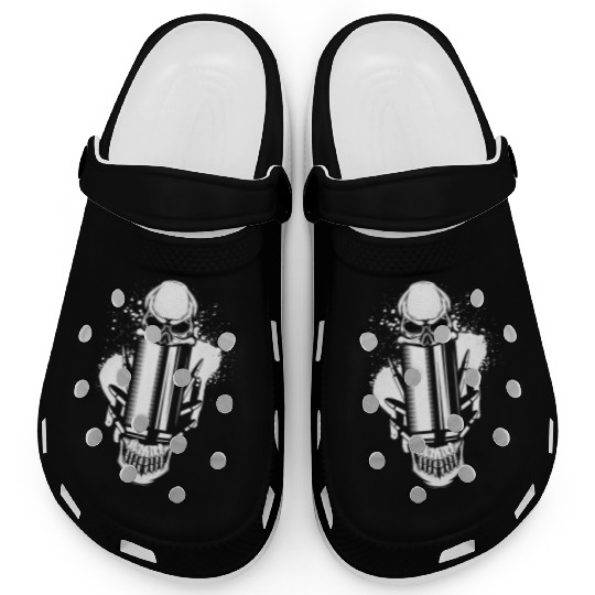 Bullets and Skull Roses Aesthetic Dripping Pattern Clogs
