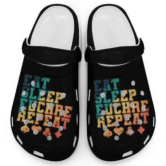 Eat Sleep Euchre Repeat Deck of Cards playing Card Clogs