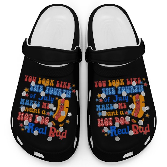 Makes Me Want A Hot Dog Real Bad 4th of July Clogs