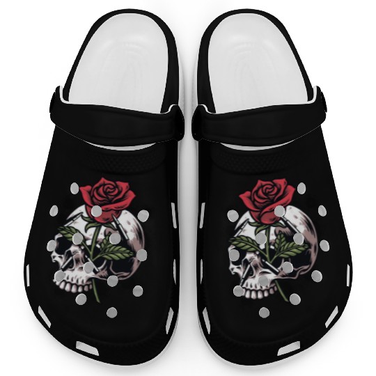 Bullets and Skull Roses Aesthetic Dripping Pattern Clogs