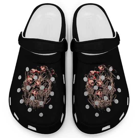 Bullets and Skull Roses Aesthetic Dripping Pattern Clogs