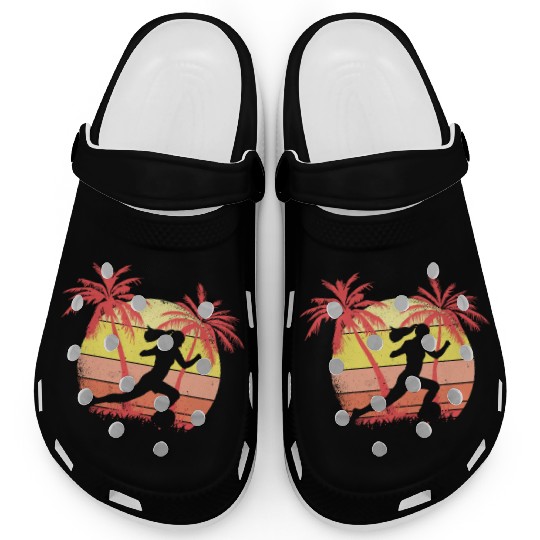 Soccer Girl Running With Ball Summer Sunset 80s Clogs