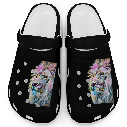 Artistic Colorful Lion Head Wild Animal Clogs