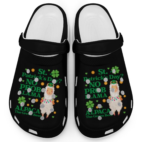 St. Patrick's Day? No Prob Llama Alpaca Green Beer Clogs