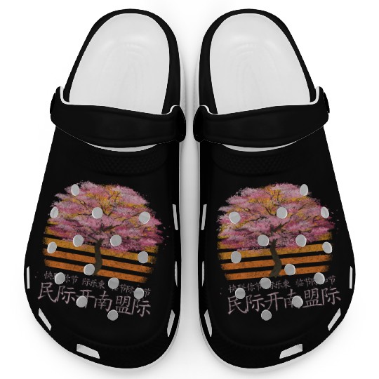 Cherry Blossom Asia Pastel Sea Of Flowers Clogs
