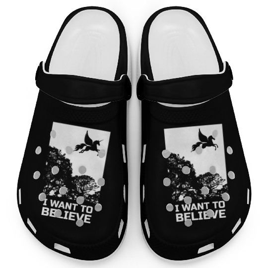 Unicorn I Want To Believe UAP Outfit Alien Ufo Clogs