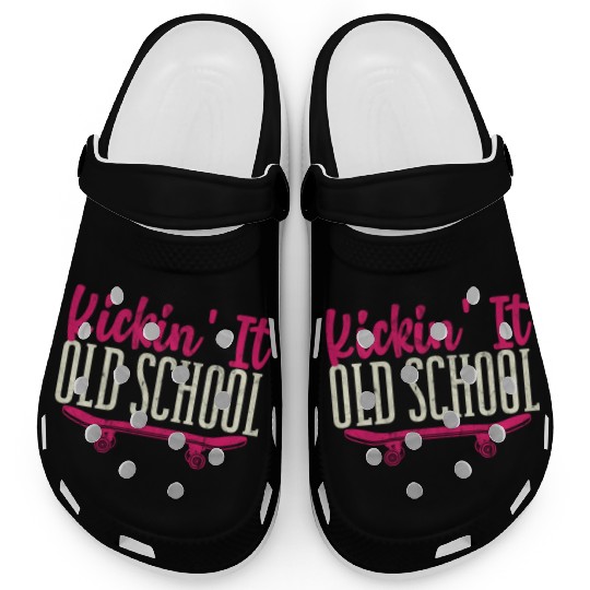 Kickin' It Old School Funny Skateboard Skateboarde Clogs