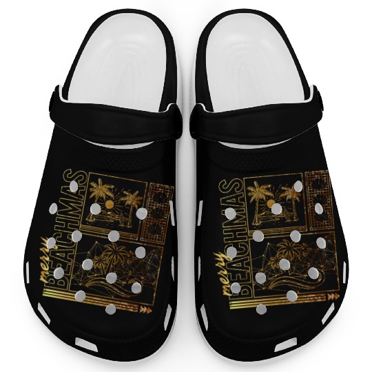 Coastal Beach Christmas In July Clogs, Merry