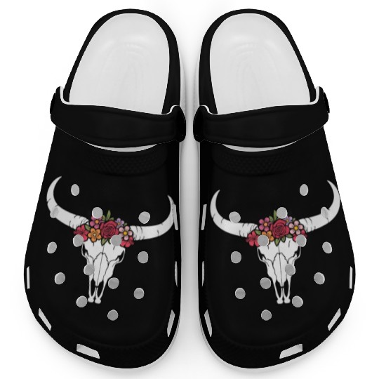 Floral bull skull Clogs
