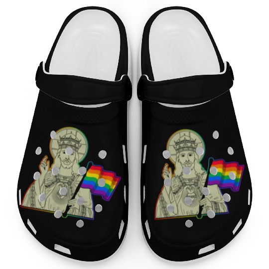 Jesus LGBTQ Flag Lesbian Gay Pride Clogs