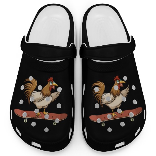 Skateboard Chicken Skateboarding Farm Animal Clogs