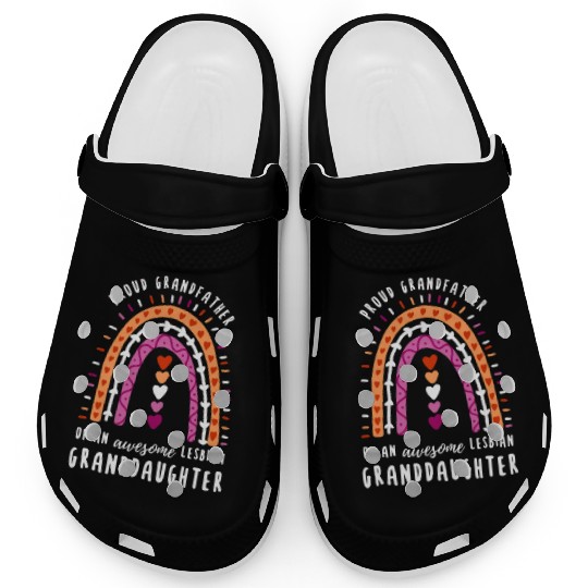 Proud Grandfather Lesbian Granddaughter Rainbow Clogs