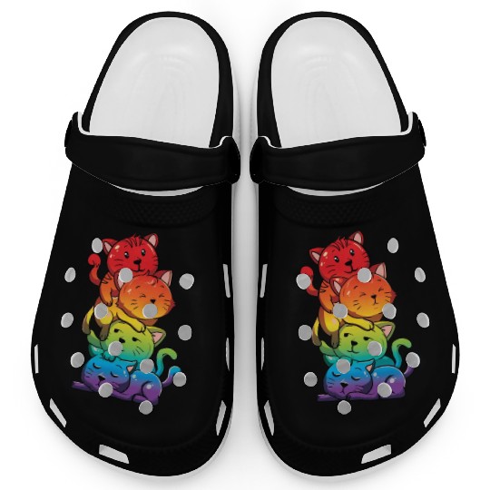 LGBT Kawaii Rainbow Cats Gift For Kitten Lover Clogs