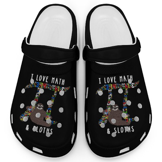 I Love Math and Sloths Funny Mathematics Pi Day Clogs